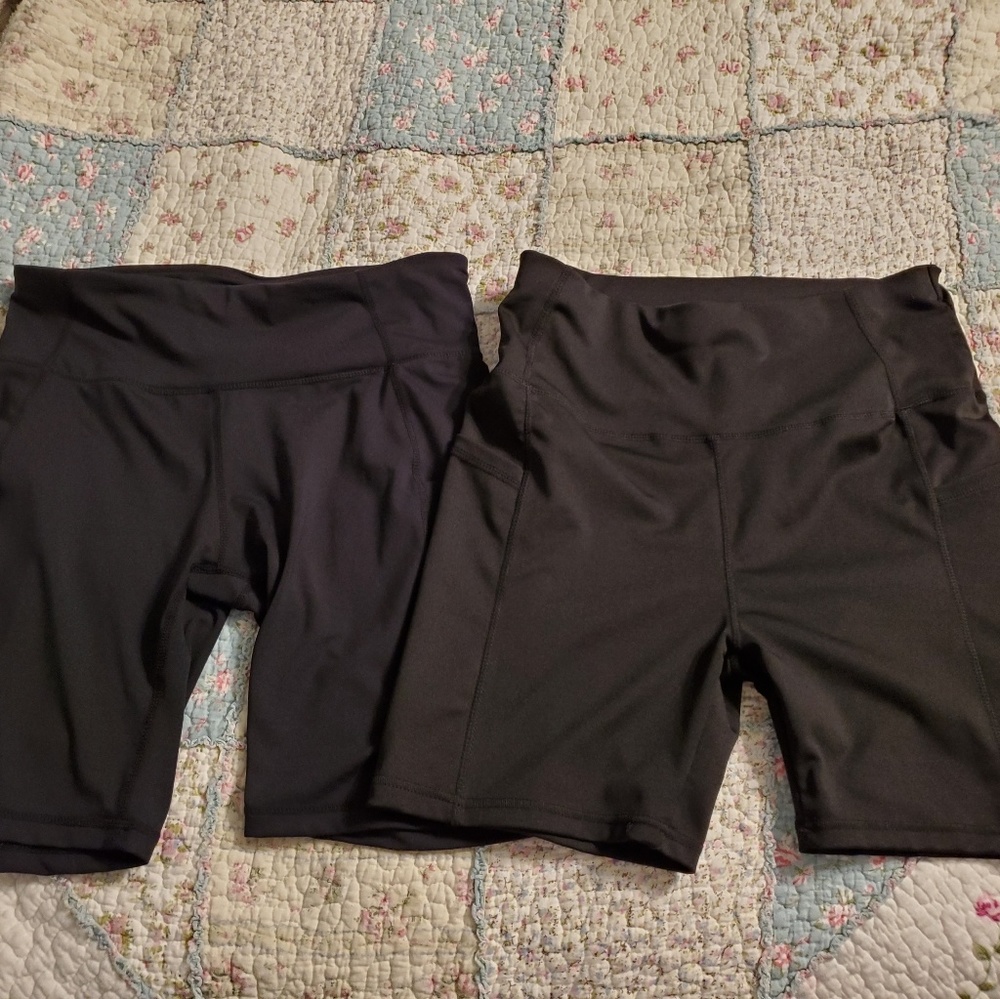 2 pairs Womens running shorts spandex black large
